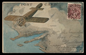 Aerophilately & Flight Covers: 6 August 1919 (AAMC.20a) Adelaide - Minlaton, un-numbered special card carried by Harry Butler across St. Vincent Gulf; with hand-written message, sending "a souvenir postcard by Aerial post. Hope you get it all right..." Ra