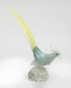 A Murano opaline glass pheasant statue, 35cm high.