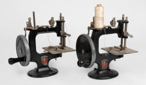 PETER PAN Model 1 and Model 0, Australian made miniature sewing machines, early 20th century, (2 items), 17cm and 18cm high.