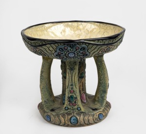 AMPHORA Czechoslovakian porcelain comport, circa 1920s, A/F, 25cm high, 29cm wide.