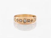 An antique 9ct gold and diamond ring, 19th/20th century, 2.7 grams total.