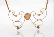 A 9ct gold choker necklace with cameo pendant section, 20th century, 37cm long, the pendant section 5.5cm wide, 6.6 grams total.