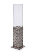 Austrian Argentor silver vase with HOFFMANN/MOSER decoration and original glass liner, early 20th century, stamped "ARGENTOR A.S.", 15cm high overall.