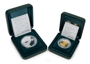 DONALD BRADMAN PROOFS: Two 2001 PM/RAM joint-issue commemorative coins - $20 bi-metal gold and silver coin in presentation case with box, together with $5 silver coin in presentation case with box and CoA. (2).