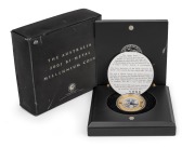 BI-METAL MILLENNIUM COIN: 2001 Perth Mint $20 coin featuring outer ring of 0.3054oz pure gold surrounding inner silver plug, in presentation case with box and CoA.