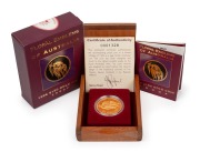 1996 Floral Emblems of Australia $150 gold Proof "The Tasmanian Blue Gum" in superb timber case of issue; with CofA, booklet and original box.