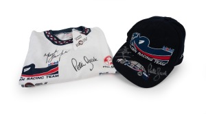 PETER BROCK & MARK SKAIFE: Holden Racing Team cap and T-shirt, signed by both championship drivers, c. 1997. (2 items)