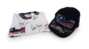 PETER BROCK & MARK SKAIFE: Holden Racing Team cap and T-shirt, signed by both championship drivers, c. 1997. (2 items)