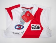 A circa 2010s Sydney Swans replica guernsey bearing the signatures of Bobby Skilton, Gary Brice, Peter Bedford, Russell Cook, and others. - 2