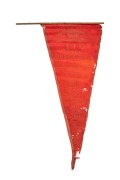 1936 South Melbourne Swans "V.F.L. Premier-Ship" pennant listing the whole team including Harry Clarke, Terry Brain, Bob Pratt, and Laurie Nash; approximately 63cm long. - 2