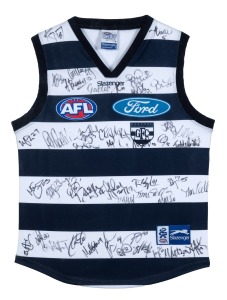 GEELONG: Attractively framed and glazed guernsey signed by the 2006 team, 85 x 66.5cm overall.