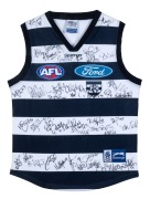 GEELONG: Attractively framed and glazed guernsey signed by the 2006 team, 85 x 66.5cm overall.