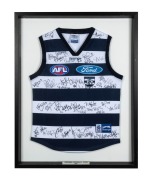 GEELONG: Attractively framed and glazed guernsey signed by the 2006 team, 85 x 66.5cm overall. - 2