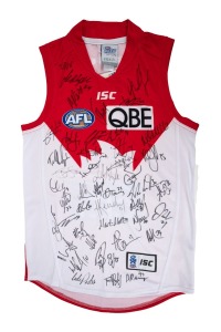 AFL "On-Field Team Gear" Sydney Swans guernsey, signed by more than forty members of the c. 2013 Swans roster, including Jarrad McVeigh, Kieran Jack, Jude Bolton, and others.