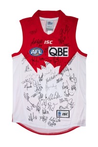 AFL "On-Field Team Gear" Sydney Swans guernsey, signed by more than forty members of the c. 2013 Swans roster, including Kieran Jack, Dane Rampe, Brandon Jack, and others.