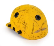 1992 Australian One Day International team batting helmet with Australian Coat of Arms to front panel, signed in pen by numerous cricketing greats present at the match, including Don Bradman, Greg Chappell, David Boon, Glenn McGrath, Ian Healy, Mark Taylo - 3