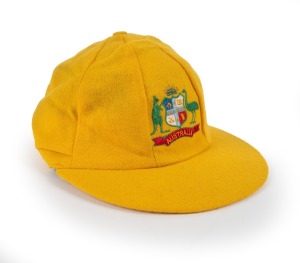 Australian 'Baggy Gold' One-Day International Cap, with embroidered Australian Coat-of-Arms on front. Superb condition.