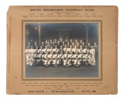 SOUTH MELBOURNE SWANS 1923: Official team photograph by The Allan Studio 318 Smith St. Collingwood, with printed title and names to upper and lower margins; Roy Cazaly can be seen third row, fourth from right; mounted on backing card, 35 x 43cm overall. - 2
