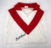 BOB PRATT: 1975 long-sleeved South Melbourne Swans VFL guernsey (with Sherwood Royal maker's label), number 10 on back, signed by Pratt on both front and back. Likely originally belonged to Brian Woodman, who wore that player number at this time. - 3