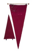FITZROY 1944 PREMIERSHIP: Two souvenir felt pennants, the larger 76cm long, with the names of the players, staff, VFL delegates, solicitor, timekeeper, dentist, physician, trainers, and administrators. Extremely scarce - the only other example known to us - 2