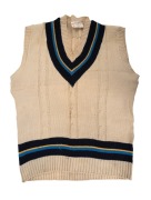 KEITH STACKPOLE'S 1969-70 TEST TEAM TOUR OF INDIA: Match-worn woollen Indian Team jumper (sleeveless), made by "Menora Knitwear - 100% Top Dyed Merino Wool", received by Stackpole from an unknown Indian player in exchange for his own jumper.