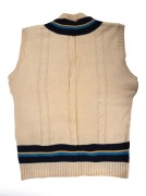 KEITH STACKPOLE'S 1969-70 TEST TEAM TOUR OF INDIA: Match-worn woollen Indian Team jumper (sleeveless), made by "Menora Knitwear - 100% Top Dyed Merino Wool", received by Stackpole from an unknown Indian player in exchange for his own jumper. - 2