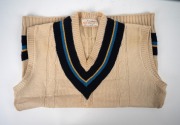 KEITH STACKPOLE'S 1969-70 TEST TEAM TOUR OF INDIA: Match-worn woollen Indian Team jumper (sleeveless), made by "Menora Knitwear - 100% Top Dyed Merino Wool", received by Stackpole from an unknown Indian player in exchange for his own jumper. - 3