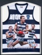 GEELONG: An attractively framed "Joel Selwood Player Impact Jumper", presented in combination with a plaque describing his achievements for Geelong, accompanied by an AFL Players' Association CoA, limited edition #57/100; framed and glazed, overall 102 x 