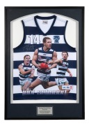 GEELONG: An attractively framed "Joel Selwood Player Impact Jumper", presented in combination with a plaque describing his achievements for Geelong, accompanied by an AFL Players' Association CoA, limited edition #57/100; framed and glazed, overall 102 x - 2