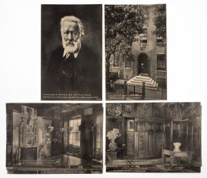 VICTOR HUGO: A nice set of thirteen unused c. 1930s postcards with views of Hauteville House, where Hugo lived during his exile from France; all in excellent condition. (13 items)