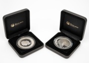 Tuvalu: 5oz SILVER PROOFS: Two 2017 Perth Mint T-Rex $5 5oz silver coins, from a limited edition of 500, both in presentation case. (2).