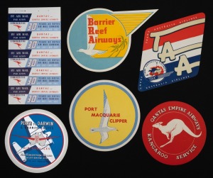 Aerophilately & Flight Covers: A most attractive group of vignettes and labels including 1934 "Perth to Darwin & Branch Routes" by MacRobertson-Miller; QANTAS Empire Airways "Kangaroo Service", Barrier Reef Airways, Port Macquarie Clipper, TAA, and 1952 Q