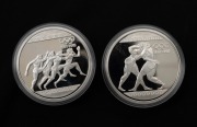 GREECE: 1996 1000dr silver Proof pair, produced for the IOC Centennial 1896-1996 Series - Wrestling and Running, (2).