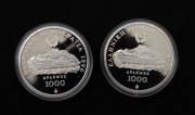 GREECE: 1996 1000dr silver Proof pair, produced for the IOC Centennial 1896-1996 Series - Wrestling and Running, (2). - 2