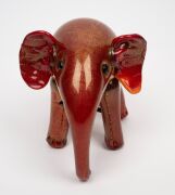 ERCOLE BAROVIER (1889-1974) coral red Murano glass elephant statue with gold foil inclusions, for VETRERIA ARTISTICA BAROVIER & Co., circa 1933, 16cm high, 19cm wide. - 4