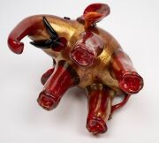 ERCOLE BAROVIER (1889-1974) coral red Murano glass elephant statue with gold foil inclusions, for VETRERIA ARTISTICA BAROVIER & Co., circa 1933, 16cm high, 19cm wide. - 9