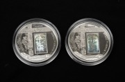 Cameroon: SILVER PROOFS - SHROUD OF TURIN: Two 2010 "Le Suaire De Turin" 1000 CFA franc coins, each 20g sterling silver with holographic accent, both in coin capsules, with one CoA. (2).