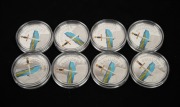 Cook Islands: SILVER PROOFS - EXCALIBUR: Group of eight 2009 "The Knights Of The Round Table" $5 coloured coins, each 25g sterling silver, all in coin capsules. (8).
