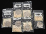 BELARUS - THE NUTCRACKER: Group of six 2009 "Fairy Tales" 20 ruble coins, each 28.28g sterling silver, antiqued finish with blue zircon accent, all in coin capsules with CoA. (6).