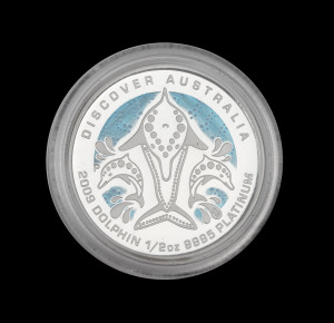 DISCOVER AUSTRALIA - PLATINUM: Perth Mint 2009 ½oz Dolphin $50 platinum proof, P mint mark, in coin capsule.