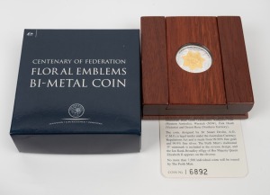 CENTENARY OF FEDERATION: 2001 Perth Mint Floral Emblems bi-metal gold (0.285oz) and silver (0.346oz) proof, in presentation case with box and CoA.