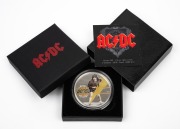 Cook Islands: AC/DC: 2018 High Voltage $2 &frac12;oz silver coloured proof, in presentation box with CoA.