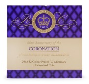 QUEEN ELIZABETH II - CORONATION 60th ANNIVERSARY: RAM 2013 coloured uncirculated $2, 'C' mint mark, in tri-fold card.