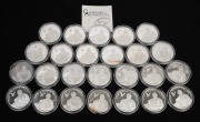 Solomon Islands: SILVER PROOFS - POPE JOHN PAUL II & MOTHER THERESA: Group of twenty-five 2010 "For World Peace" $10 coins, each 20g sterling silver, all in coin capsules, with one CoA. (25).