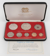 PAPUA NEW GUINEA PROOFS: 1976 eight-coin set struck by The Franklin Mint, in presentation case with CoA.
