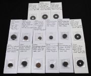 INDIA: PRINCELY STATES: Copper coins including a Bahmani &frac12; Gani, a Malwa 1 falus, a Gujarat 1&frac12; Tanka, a Delhi 4 Gani, a Mughal Akbar 1 Dam, etc; plus several early CHINESE (Northern Song) copper coins. (Total: 15 items).