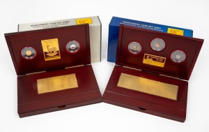 MALAWI: INVESTMENT COINS: Two limited edition sets of Malawi coins in original timber cases, comprising 2007 20 Kwacha 0.5g gold/20 Kwacha 0.5g rose gold/20 Kwacha 0.5g white gold, together with 2009 250 Kwacha 1.24g gold/50 Kwacha 1.24g silver.