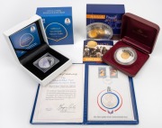 Group of three items comprising 2002 RAM Adelaide Pound $10 bi-metal proof 60.5g; 2018 FIFA World Cup $1 1oz silver coin, together with 1977 Silver Jubilee Visit PNC. (3 items)