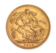 1912 Sovereign, George V, St. George reverse, Perth Mint, EF.