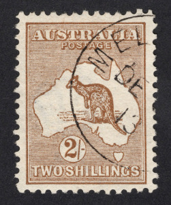 Kangaroos - First Watermark: 2/- Brown, CTO (December 1913 date); excellent centring. BW.35wb/wc - $300-$400.